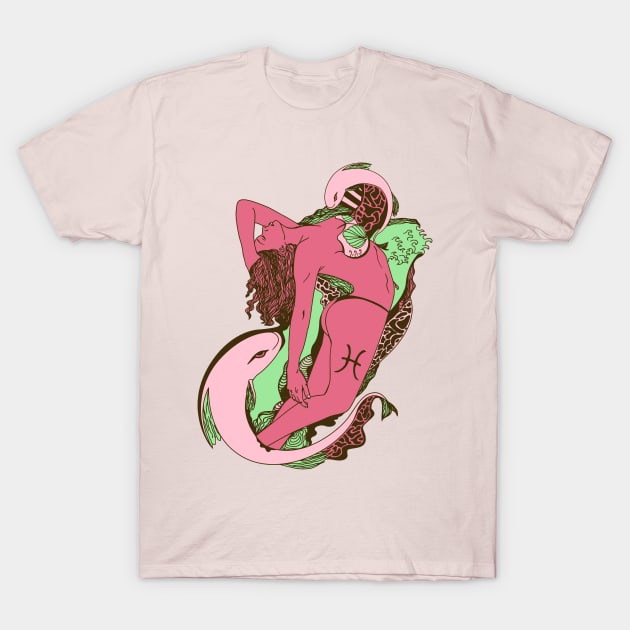 Pink Mint Pisces Beauty T-Shirt by kenallouis